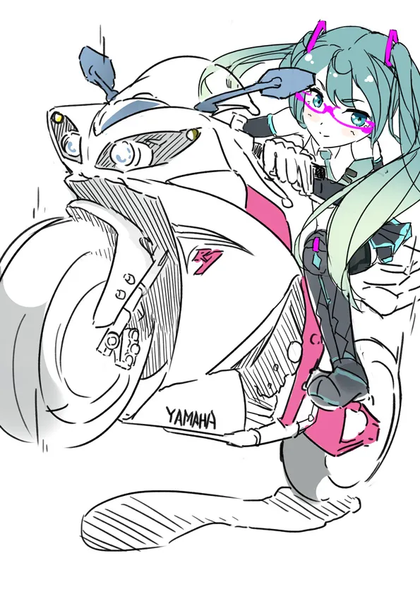 Miku Hatsune riding YAMAHA R1!!!